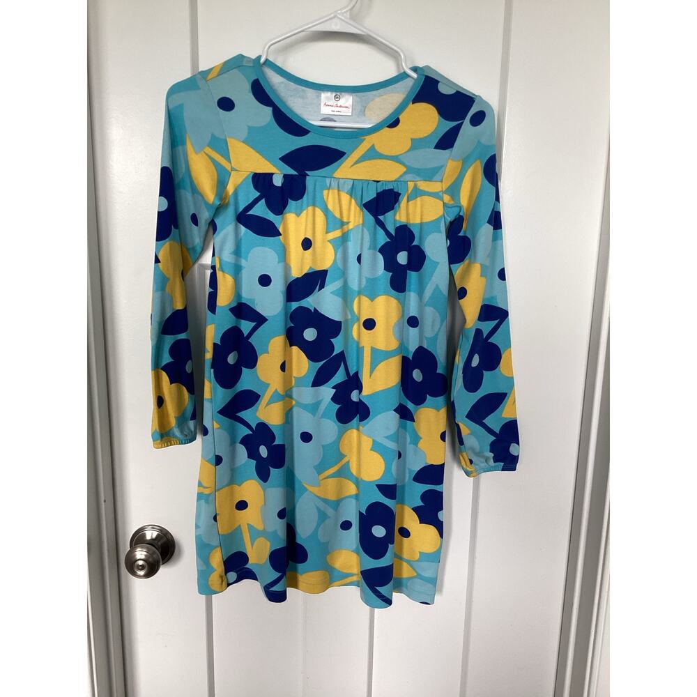 Hanna Andersson Blue/Yellow Floral Long Sleeve Dress 140/US 10